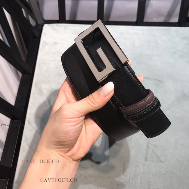 Gucci Belt Black & Brown Napa Upgraded Leather Silver Buckle